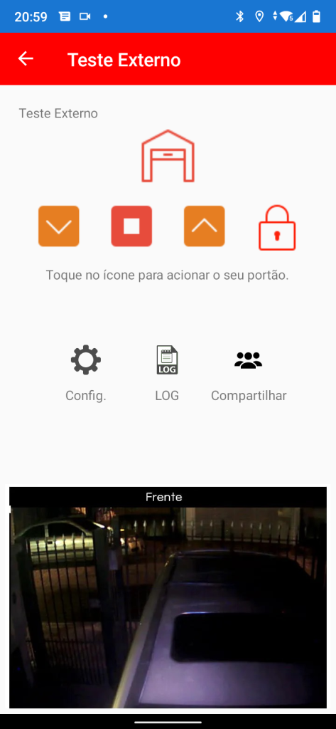 Comando Sobe, Desce, Parar e Lock com Vídeo Câmera
